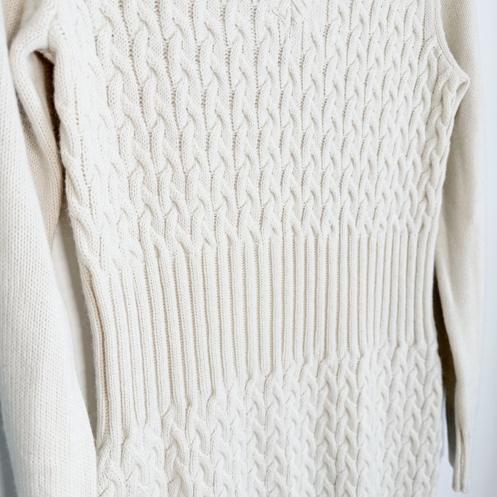 VENUS Cream Long Sleeve Cable Knit Dress with Ribbed Knit Cuffs/WaistBand/Hem - Picture 4 of 10